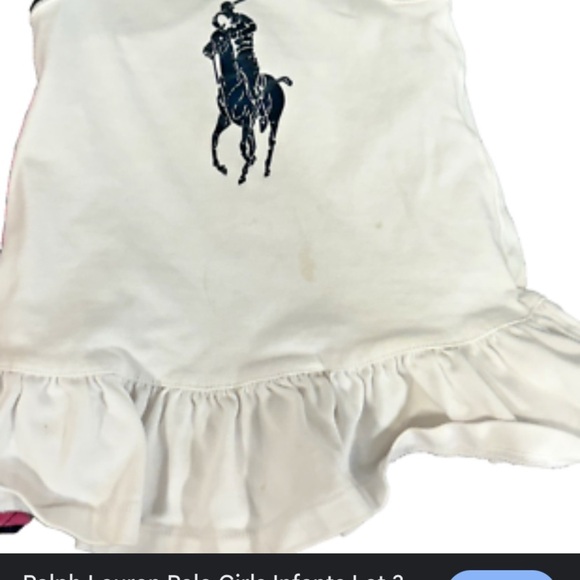 Polo Ralph Lauren Other - Polo Ralph Lauren White Dress with Blue Logo infant 24months good condition